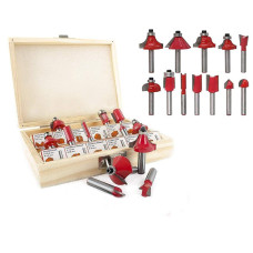 12 / 15pcs Milling Cutter Router Bit Set