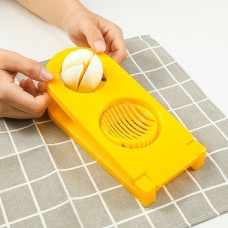 2 in 1 Double Cut Boiled Egg cutter with stainless steel wire for easy slicing of boiled eggs.