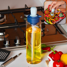 2 in 1 Transparent oilar dispenser with Silicone Oil Dropper Nozzle (1 Pc / With Brush / 1 Ltr.)