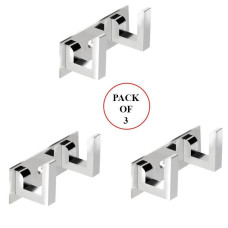 2 Pin Cloth Hanger Bathroom Wall Door Hooks For Hanging keys,Clothes Holder Hook Rail (Pack of 3)