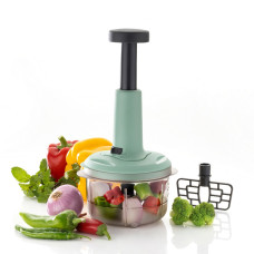 2in1 push chopper 800ml Stainless Steel Blade Quick & Powerful Manual Hand Held Food Chopper to Chop & Cut Fruits, Vegetables, Herbs, Onions for Salsa, Salad