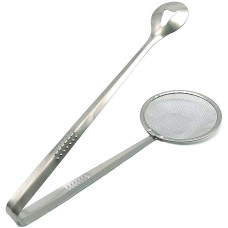 2In1 Stainless Steel Filter Spoon with Clip Food Kitchen Oil-Frying Multi-Functional