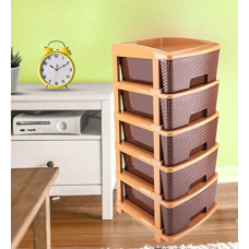 5tier Plastic Modular Drawer System For Multiple Use (Brown colour)