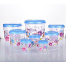 Air Tight Plastic Transparent Container Set (10000ml, 7000ml, 5000ml, 3000ml, 2000ml, 1000ml, 750ml, 500ml)