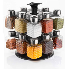 All New Square 16 Bottle Design 360 Degree Revolving Spice Rack Container Condiment, Pieces Set, Square Small Container