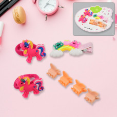 Cute Cartoon Plush Hairpin Set (7 Pcs Set / Mix Colour)