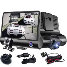 Dual Car DVR Dashboard Full HD Front and Rear Camera for Cars, Loop Recording, 4 HD Display, G-Sensor, Recording (1 Pc)