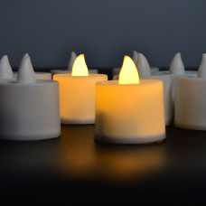 Festival Decorative - LED Yellow Tealight Candles (White, 10 Pcs) With Container