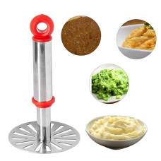 Ganesh Potato / Pav Bhaji Masher with Plastic Handle, Silver & Plastic - Oval Pav Masher, Potato 1-Piece, Smasher Handle, Multicolor