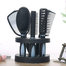 Hair Combs Mirror Set Professional Salon Hair Cutting Brushes Sets (5 Pc With Stand)