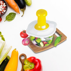 Hand Press Fruits and Vegetable 2 in 1 Push Chopper for Kitchen, 3 Sharp Stainless Steel Blades (1600Ml)