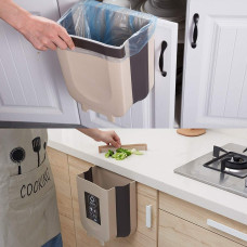 Hanging Trash Can for Kitchen Cabinet Door, Small Collapsible Foldable Waste Bins, Hanging Trash Holder for Bathroom Bedroom Office Car, Portable