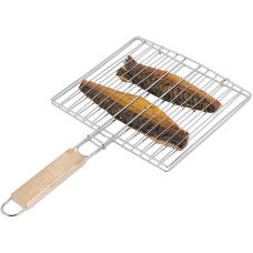 Kitchen Square Roaster Papad Grill Barbecue Grill with Wooden Handle