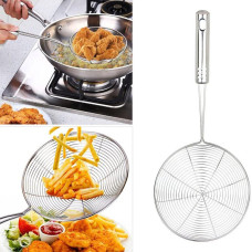 Large Oil Strainer To Get Perfect Fried Food Stuffs Easily Without Any Problem And Damage.