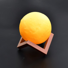 Moon Night Lamp Yellow Colors Changing Touch Sensor with Wooden Stand Night Lamp for Bedroom