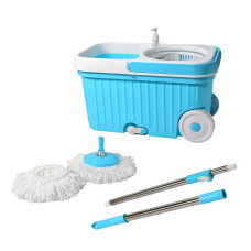 Sporty Plastic Spin Mop with Bigger Wheels and Plastic Auto Fold Handle for 360 Degree Cleaning.