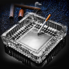 Square Glass Misti Crystal Quality Cigar Cigarette Ashtray Round Tabletop for Home Office Indoor Outdoor Home Decor