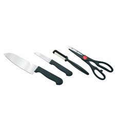 Stainless Kitchen Tool Set (Butcher Knife, Standard Knife, Peeler and Kitchen Scissor) - 4 Pcs