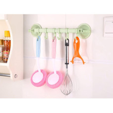 Towel Bar, Towel Holder with Moveable Hooks, Utensil Hanger in Kitchen I Bathroom, No Drill Easy to Install Hanging Rack