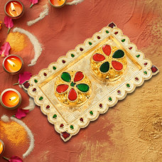 Tray Shape Special Puja Thali (1 Pc / Mix Design)