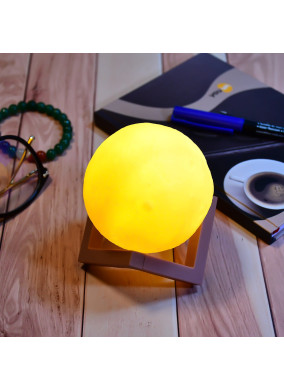 true home Moon Night LAMP with Wooden Stand Night LAMP for Bedroom