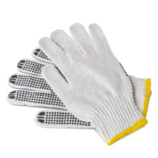 Unisex Knitted / Sewing Cotton Plain Hand Gloves Raw White