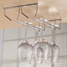 Wine Glass Holder Hanging Drinking Glasses Stemware Rack Under Cabinet Storage Organizer Double Row For Bar & cafes Use